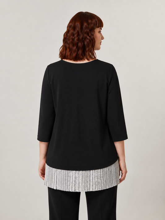 Elegant Blouse BERNINI with triacetate fabric and pleated insert trim