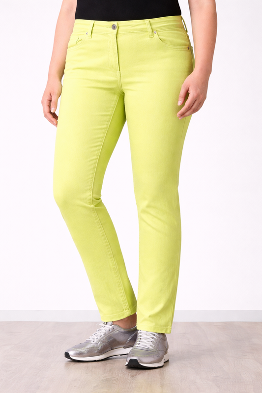 High-rise classic jeans by Persona by Marina Rinaldi in stretch cotton denim with five-pocket design and belt loops.