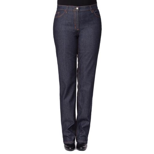 High-rise retro jeans with crystal-embellished back pockets and stretch cotton denim by Persona Marina Rinaldi