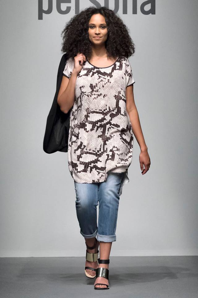 Favella tunic with animal print, Persona by Marina Rinaldi, front view