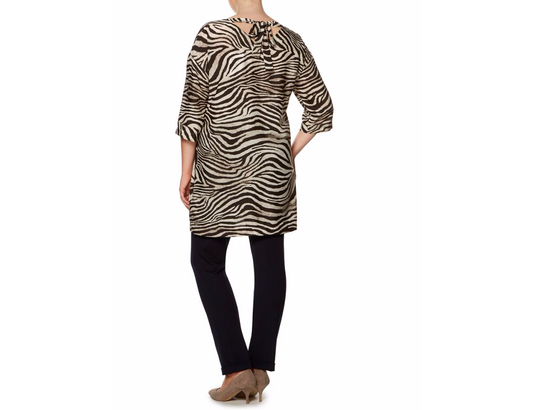 Fauna tunic with tropical leaves and animal print — Persona by Marina Rinald