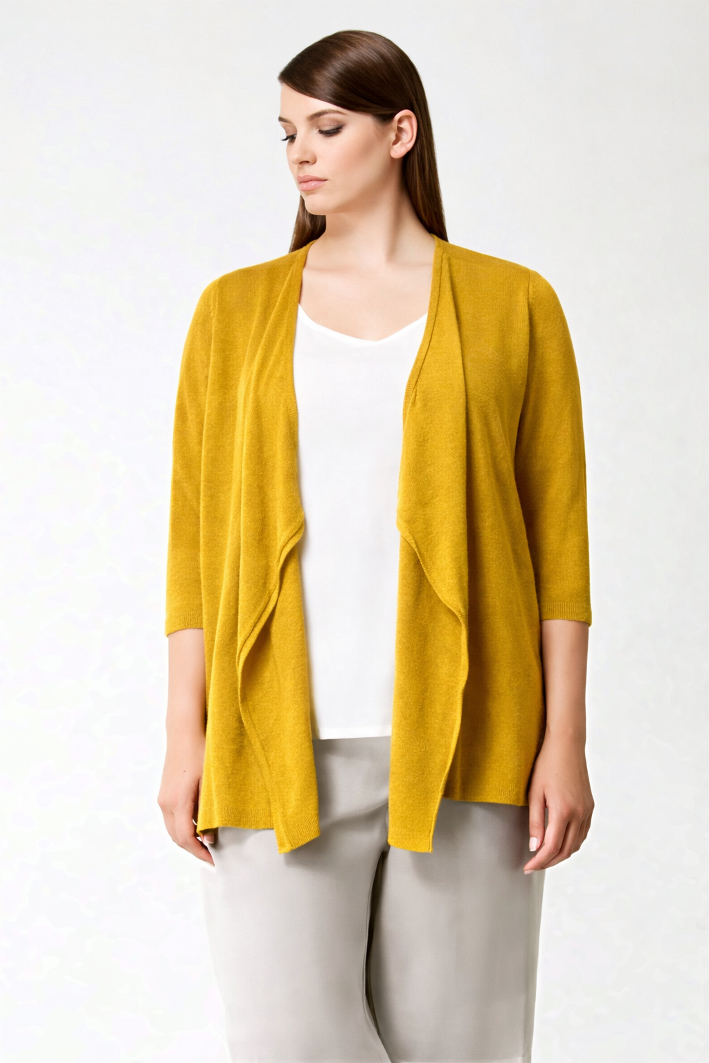 MATISSE cardigan open-front lightweight knit with 3/4 sleeves in lyocell-cotton blend for versatile office and casual wear