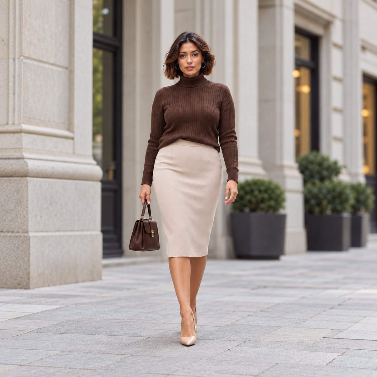Marina Rinaldi CANCAN Beige Pencil Skirt