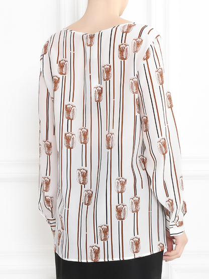 BASIC crepe blouse with floral tulip print – back view