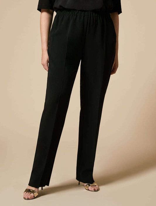 RAPSODIA trousers straight cut with elastic waistband pleats triacetate blend wrinkle-resistant fabric