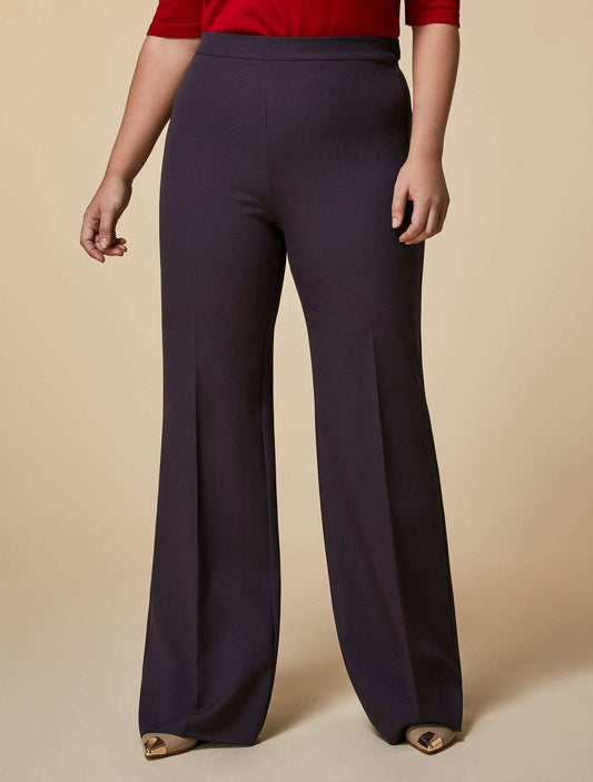 Trousers RENIA basic-chick triacetate straight cut with side zipper and button in compact cotton-nylon blend