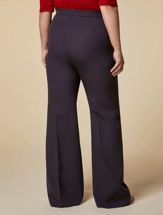 Trousers RENIA straight cut triacetate fabric side zipper button design