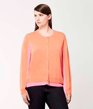 Lightweight MARA cardigan in two-tone viscose with round neckline and button fastening