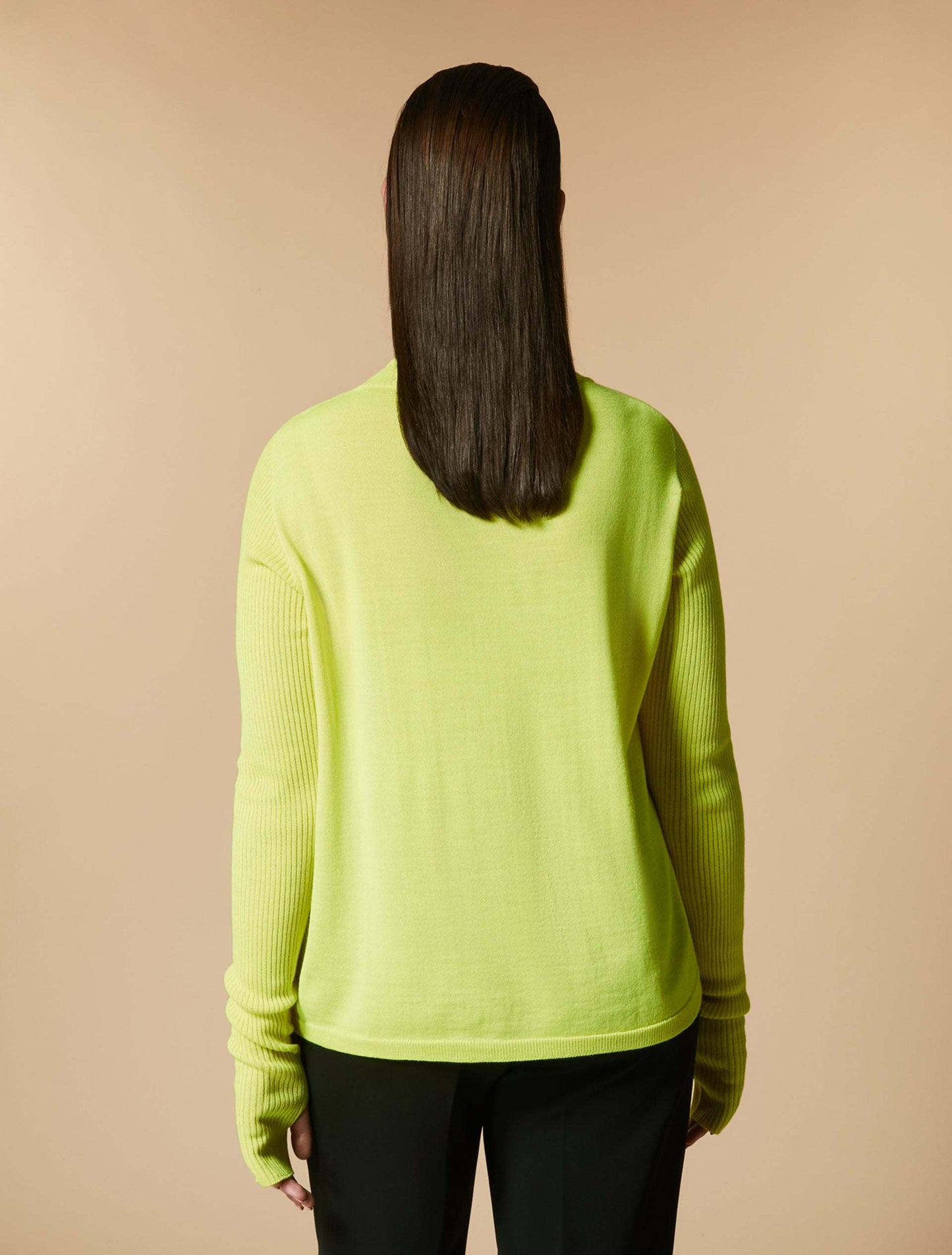 ASSOLUTO high-neck sweater by Marina Rinaldi in vibrant colors with thumbhole cuffs and relaxed fit