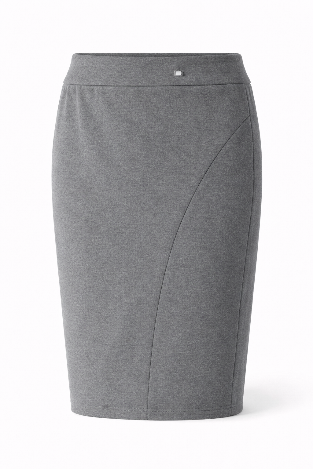 CEREDIG grey knee-length skirt with wide waistband and crystal detail for professional wear