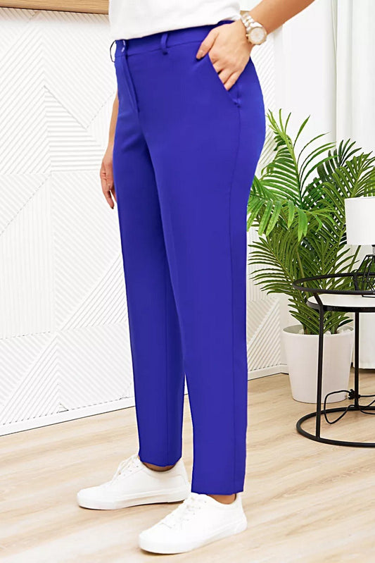 Radicale trousers by Marina Rinaldi — side view, high waist, cornflower blue