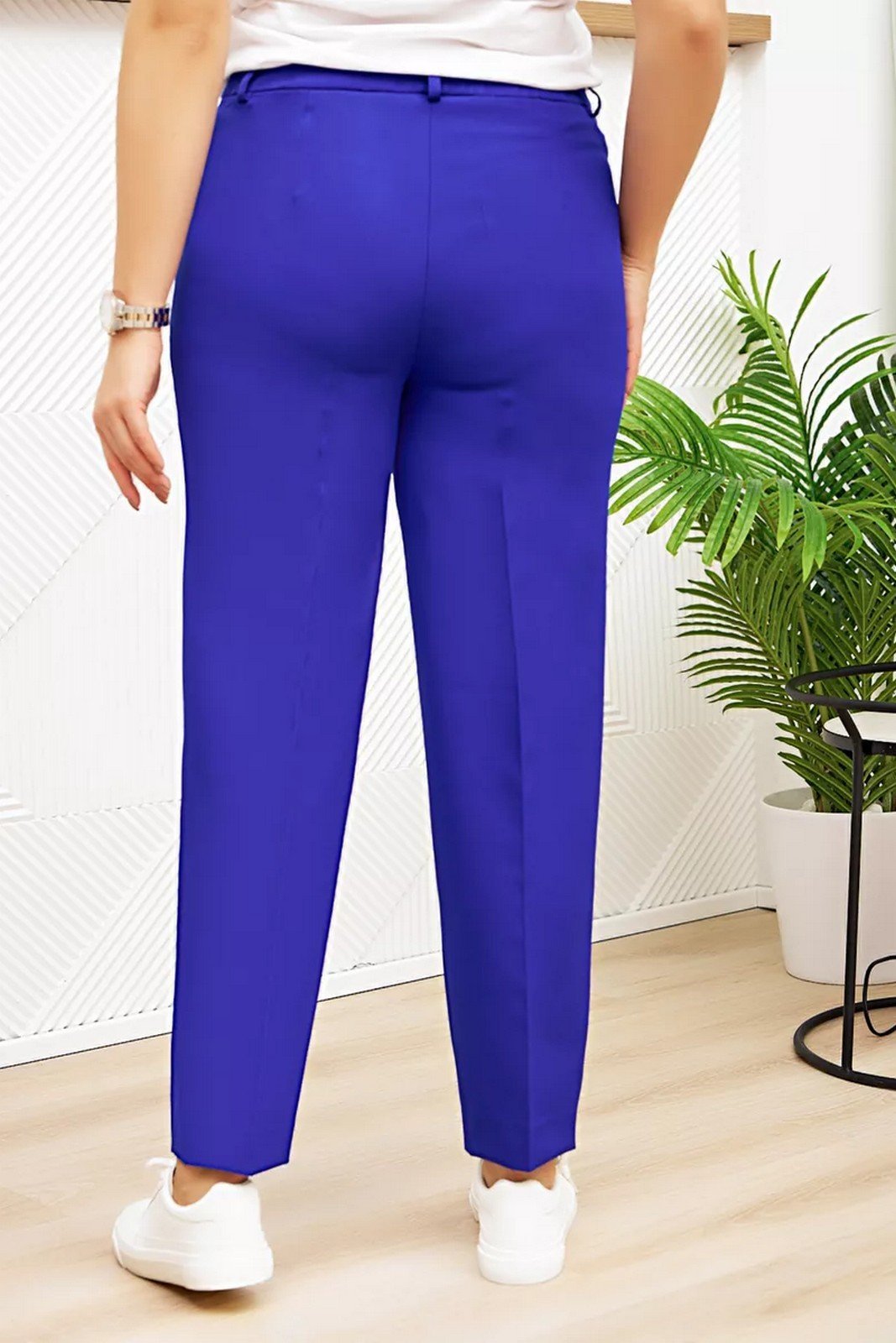 Radicale trousers by Marina Rinaldi — back view, straight fit, vibrant colo