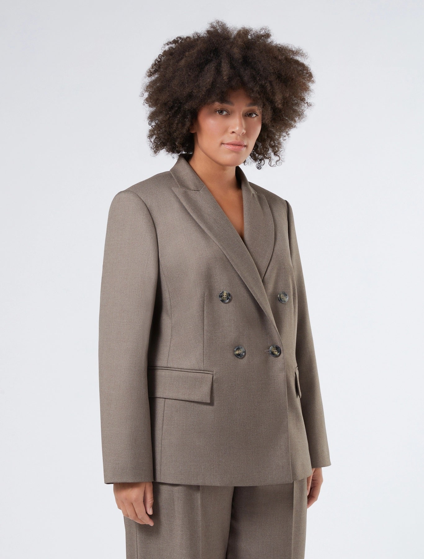 Zaira stretch flannel blazer with horn-effect buttons, Persona by Marina Rinaldi, front view