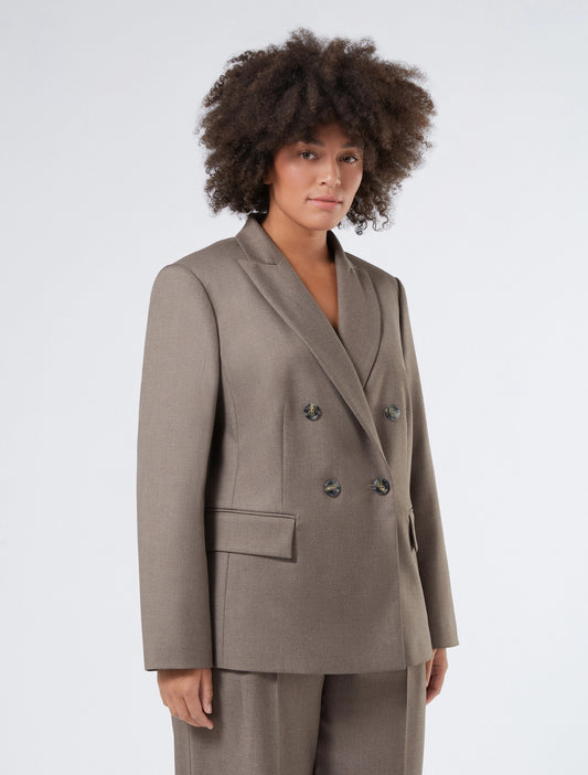Zaira stretch flannel blazer with horn-effect buttons, Persona by Marina Rinaldi, front view