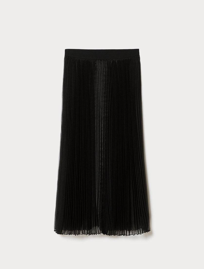 Black flared pleated organza skirt with elastic waistband from Persona by Marina Rinaldi