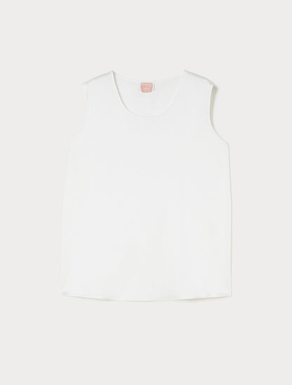 White hammered satin sleeveless top PACCHE – Persona by Marina Rinaldi