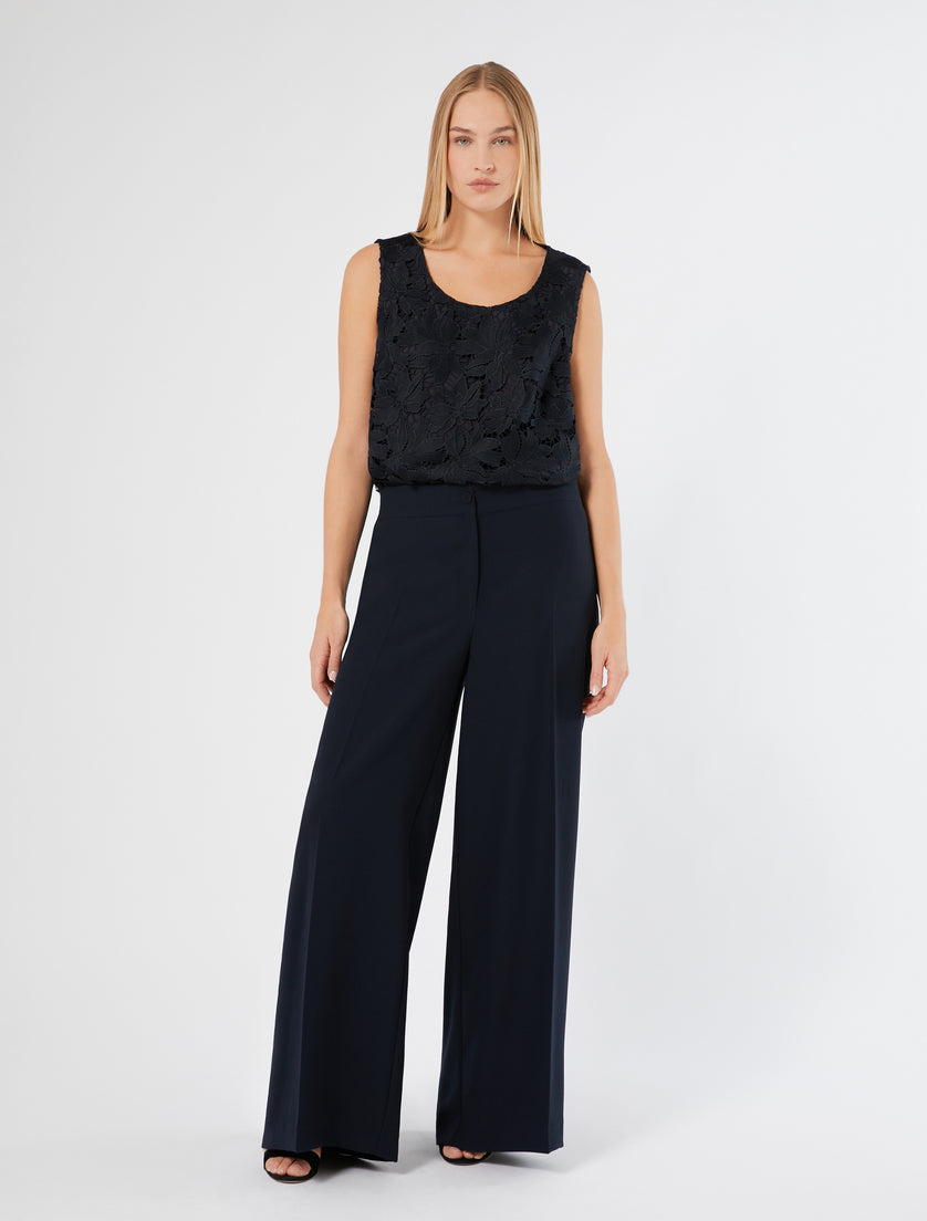 Women's ORIGANO trousers in matte envers satin crêpe fabric