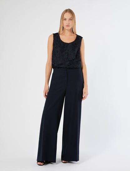 Women's ORIGANO trousers in matte envers satin crêpe fabric