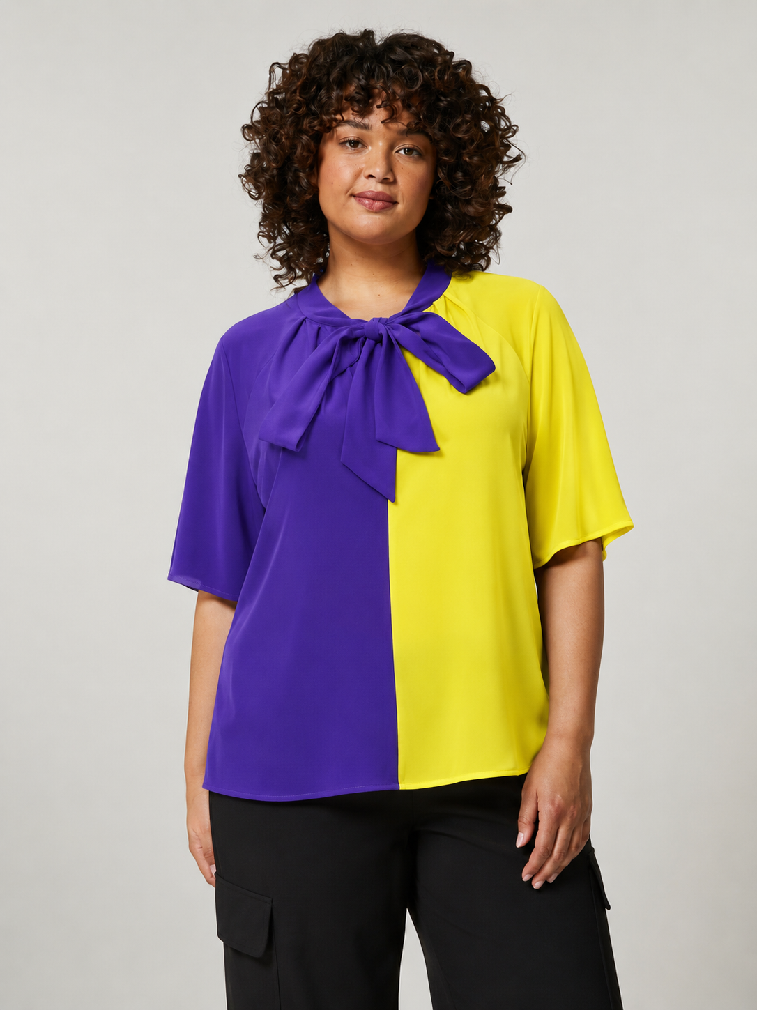 Elegant silk Blouse BETTY with tied ribbon collar from Fausto Puglisi collection