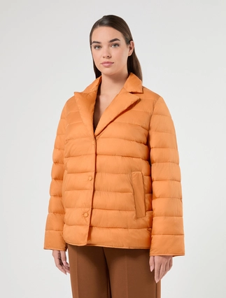 Orange Persona by Marina Rinaldi DELFINO quilted water-repellent plus size jacket with cape cut and blazer collar