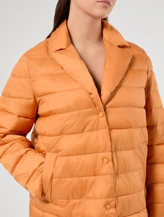 Orange Persona by Marina Rinaldi plus size water-repellent quilted jacket with cape cut and blazer collar