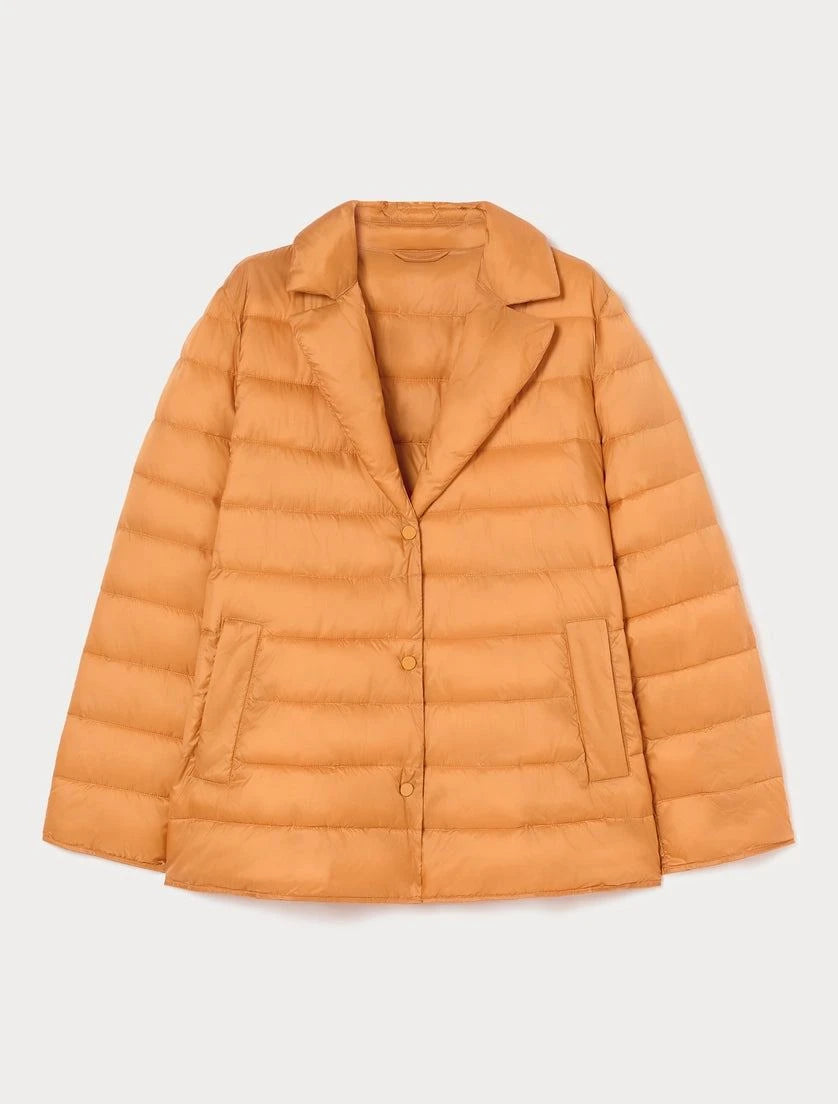 Orange Persona by Marina Rinaldi DELFINO quilted cape-cut water-repellent jacket with blazer collar