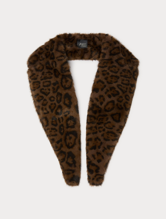 Marina Rinaldi x Elettra Lamborghini fluffy brown padded collar lapel accessory
