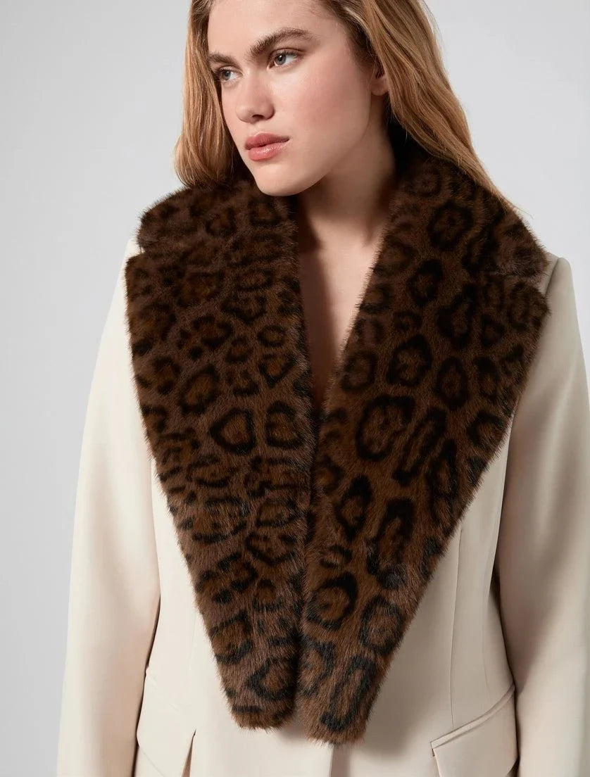 Marina Rinaldi x Elettra Lamborghini fluffy brown FAVORE collar with lapel design and light padding
