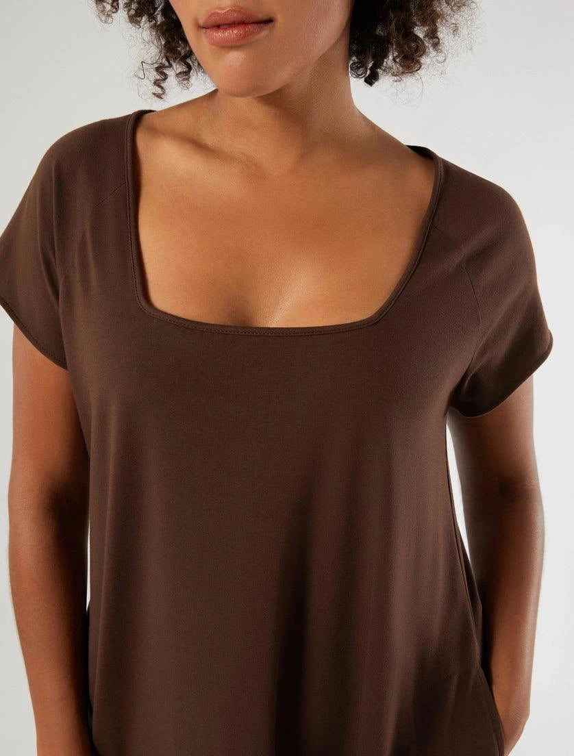 Plus size CARO cotton jersey dress with flared silhouette and flounced hem