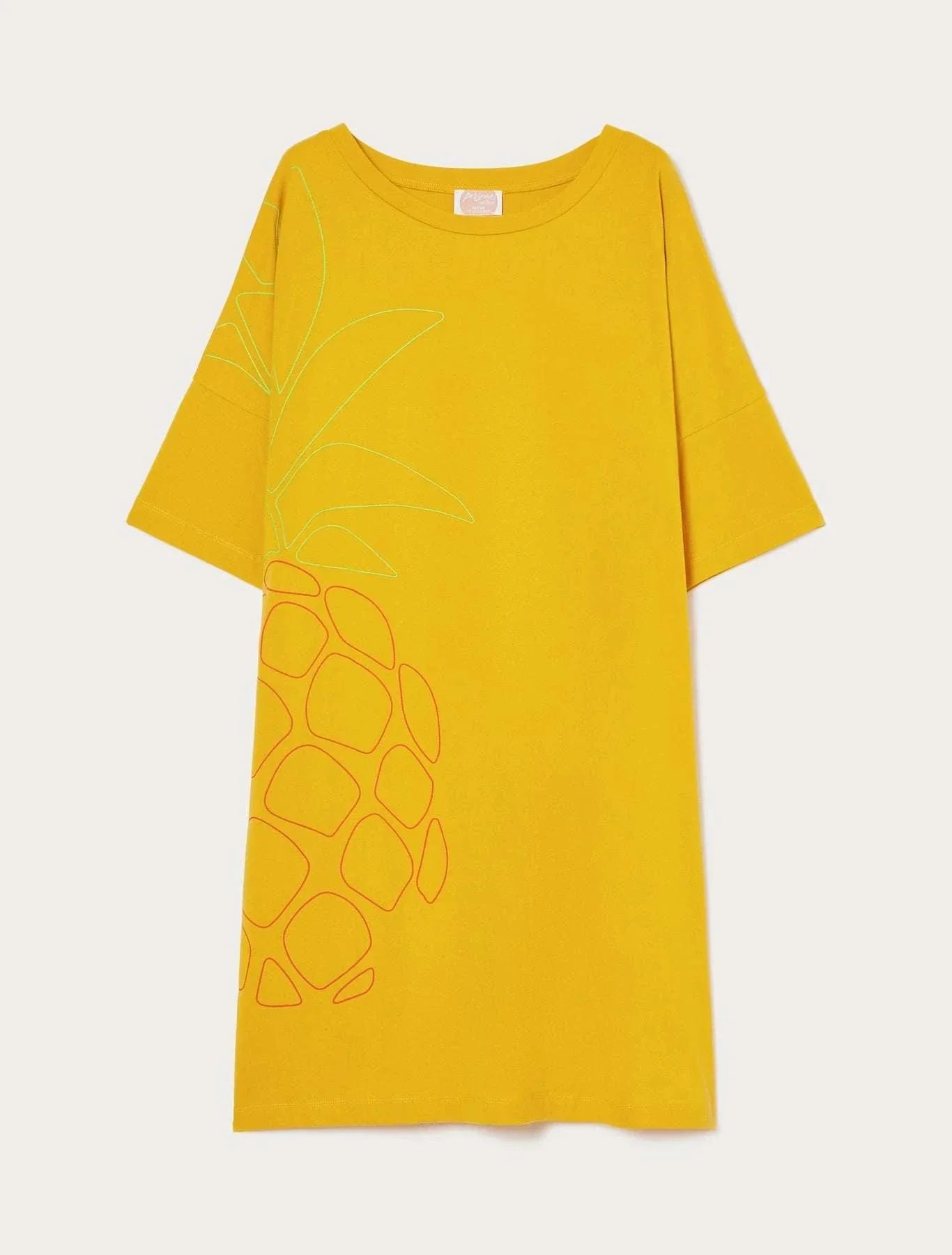 ULTIMO summer dress oversized cotton tee with round neckline and placed print