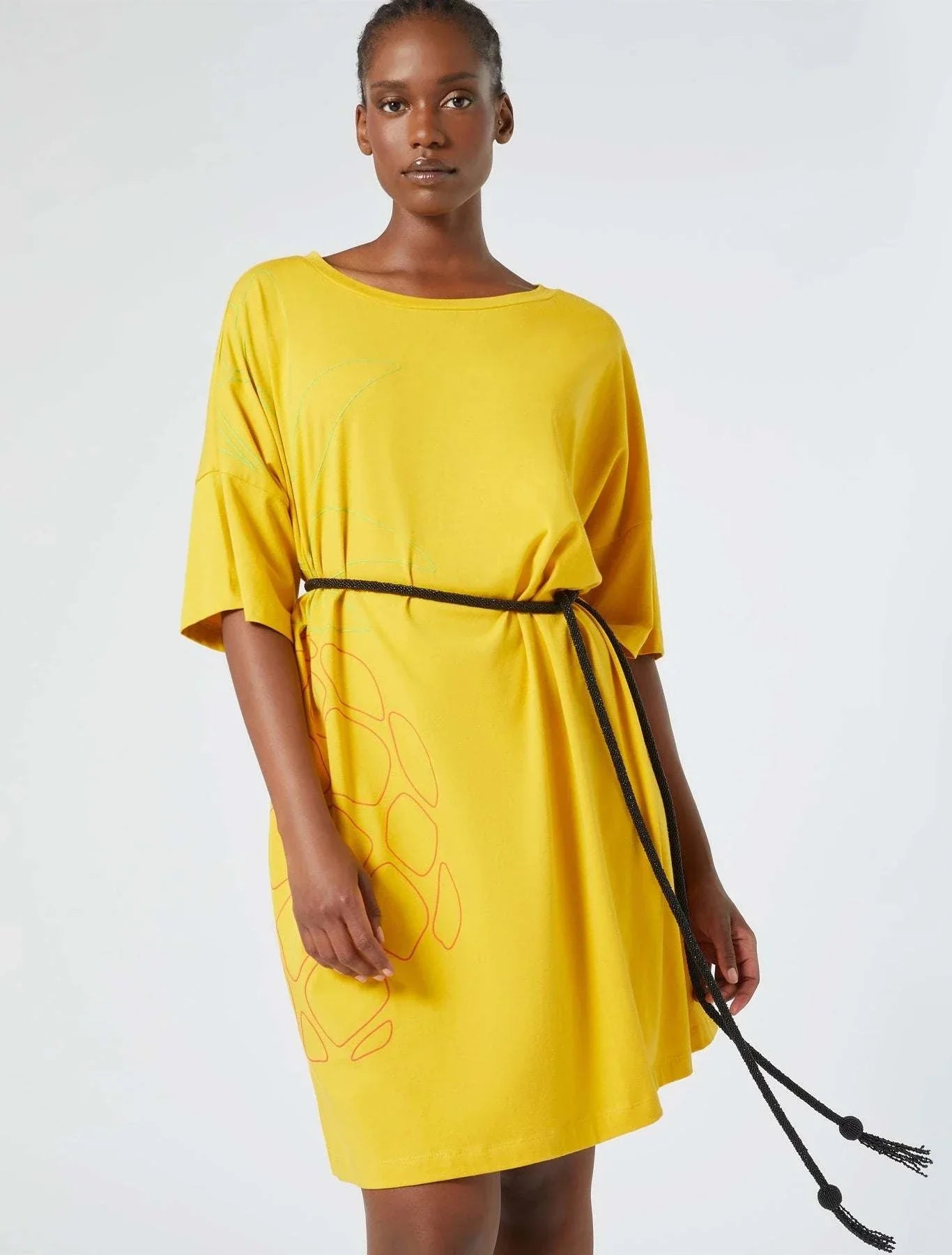 ULTIMO summer dress oversized cotton T-shirt with round neckline and bold print