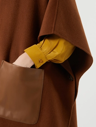 Persona by Marina Rinaldi plus size OMBRA wool-blend tobacco cape with lapel collar and coated jersey pockets