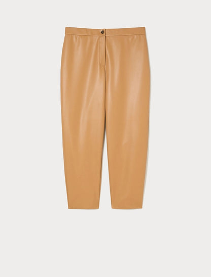 A OCCHIO Faux Leather Trousers in Light Beige – Persona by Marina Rinaldi