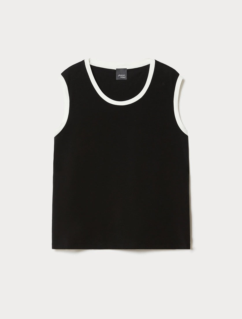 GALA Jersey Top sleeveless cotton jersey with contrast trim and semi-fitted silhouette
