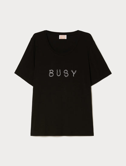 ALBI T-shirt in Stretch Viscose with Front Print – Persona by Marina Rinaldi