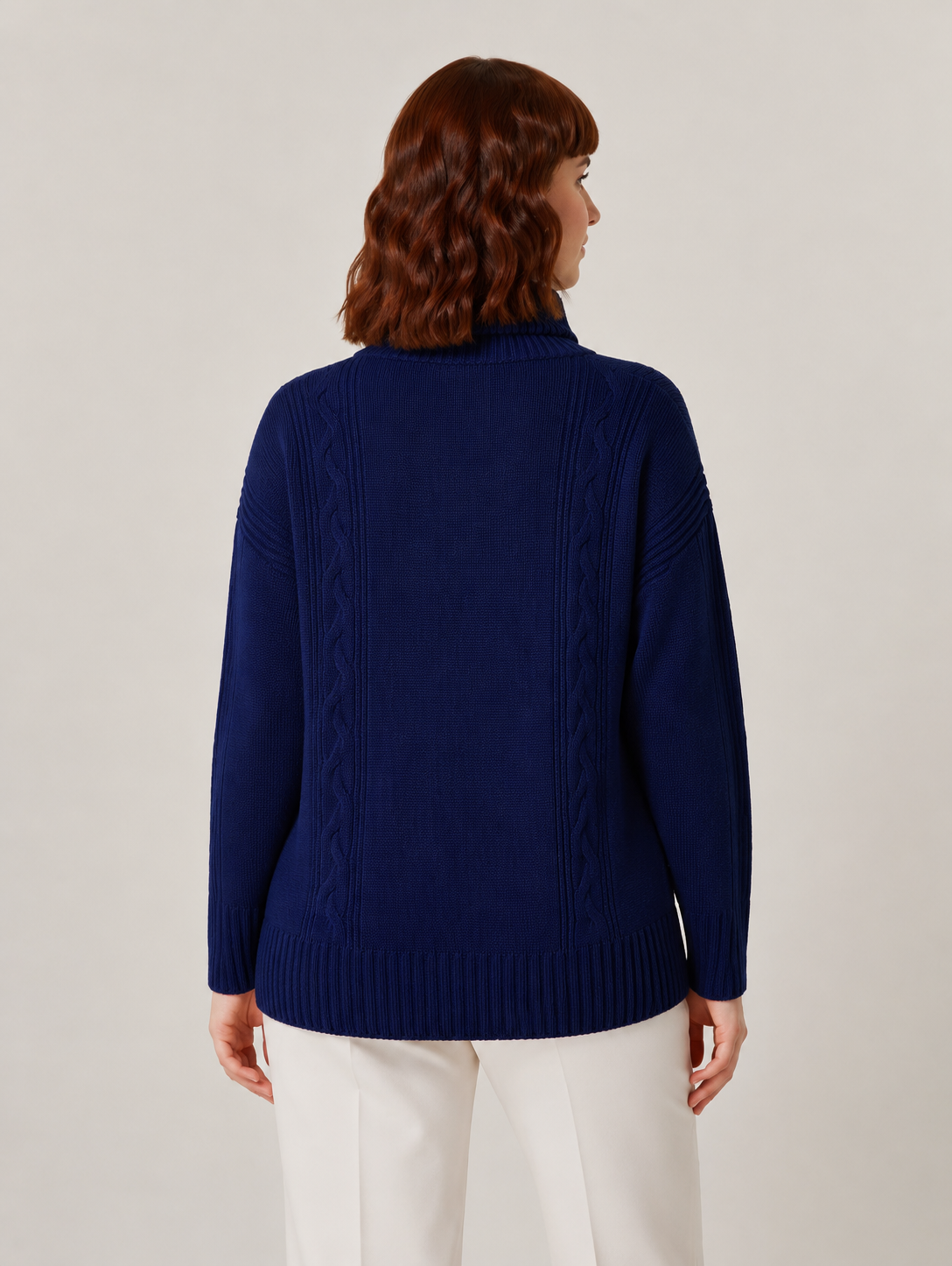 ALAIN sweater by Persona by Marina Rinaldi soft premium knit turtleneck with vertical cable detailing and ribbed cuffs