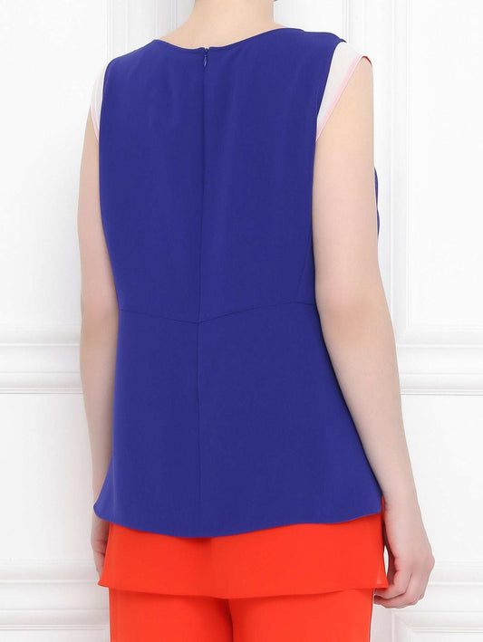 Double two-tone georgette blouse with layered design and rounded side slits for versatile stylish wear