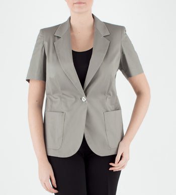 ETRURIA Cotton Jacket short sleeve tailored gray cotton blend blazer for women