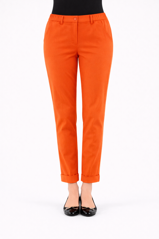 Persona by Marina Rinaldi cropped slim trousers with ankle turn-ups in stretch cotton-viscose blend