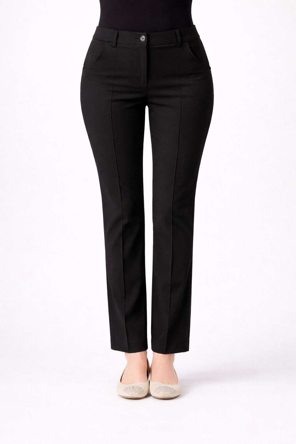 BAGORDO classic tailored cotton trousers with clean silhouette and front button detail