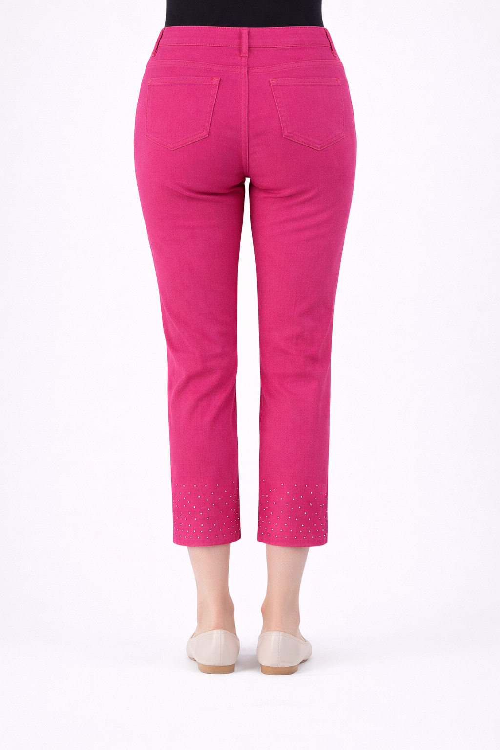 WHISK cropped slim jeans with crystal embellishments and side slits in stretch cotton denim
