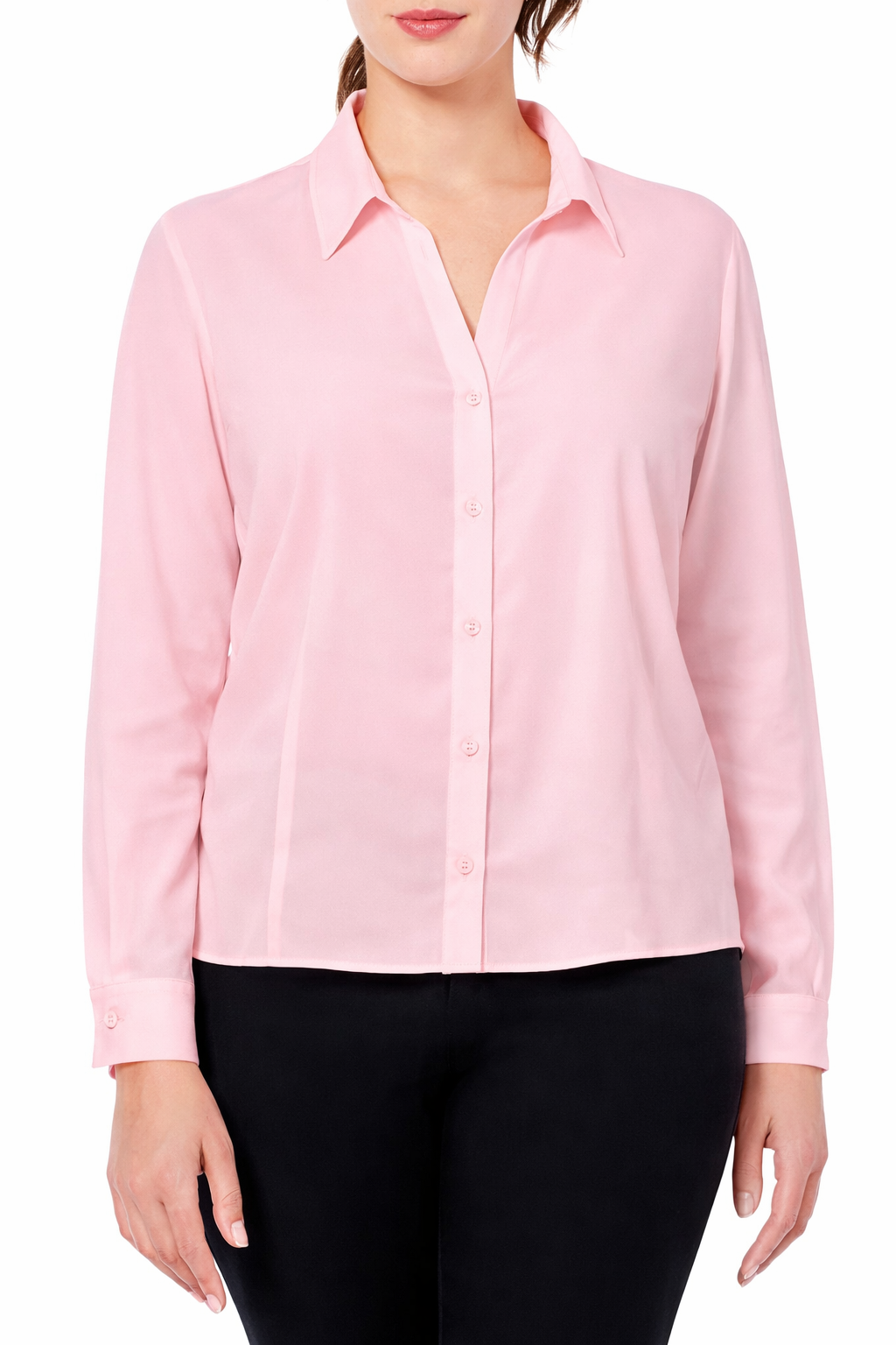 BACCARAT Fitted pink silk blend blouse with long sleeves and collar