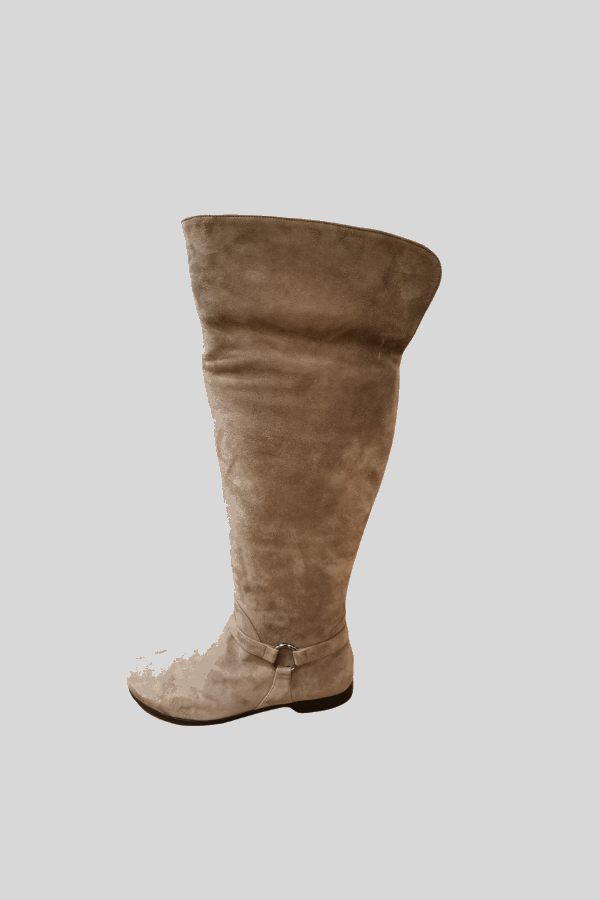 Boots LISCIO - natural suede, leather sole. Boots - over the knee boots with a turning top. 