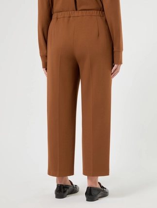 Persona by Marina Rinaldi plus size straight cropped BARUFFA Milano-knit jersey trousers with rear-elasticated waistband and side pockets