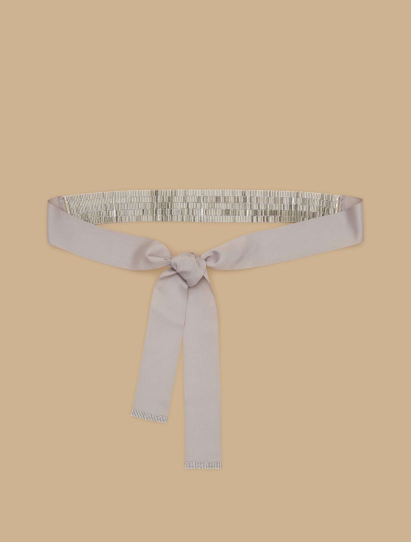 Grosgrain belt with stone insert and metal glass decorations, 6 cm wide