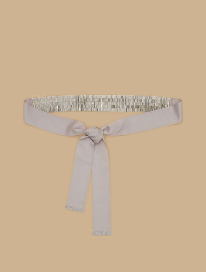 Grosgrain belt with stone insert and metal glass decorations, 6 cm wide