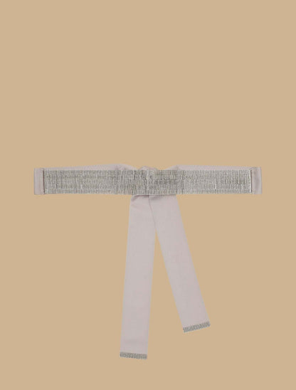 Grosgrain belt with stone insert and metal glass decorations, 6 cm wide
