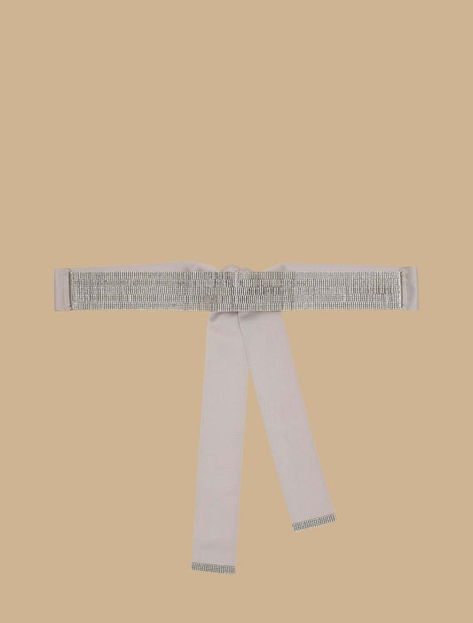 Grosgrain belt with stone insert and metal glass decorations, 6 cm wide