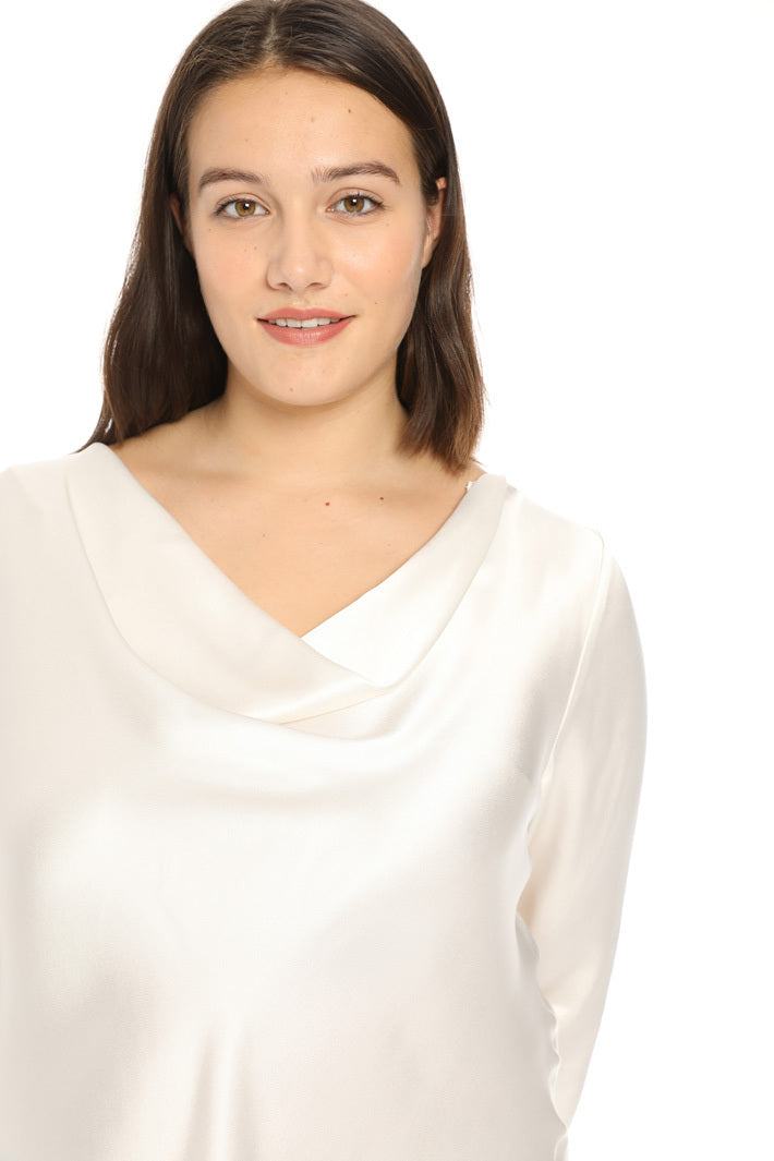 Blouse BACIARE elegant semi-collar 3/4 sleeve crepe viscose for sophisticated style