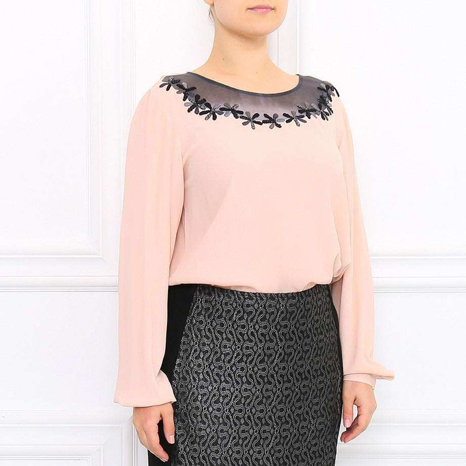 Blouse BAGHERA by Marina Rinaldi in soft viscose with sequin embroidery and button closures